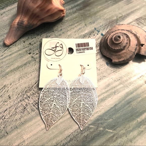 Farah Silver Dipped Leaf Earrings - Picture 5 of 6